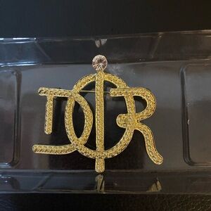 Dior Gold Brooch with Crystal Detail
